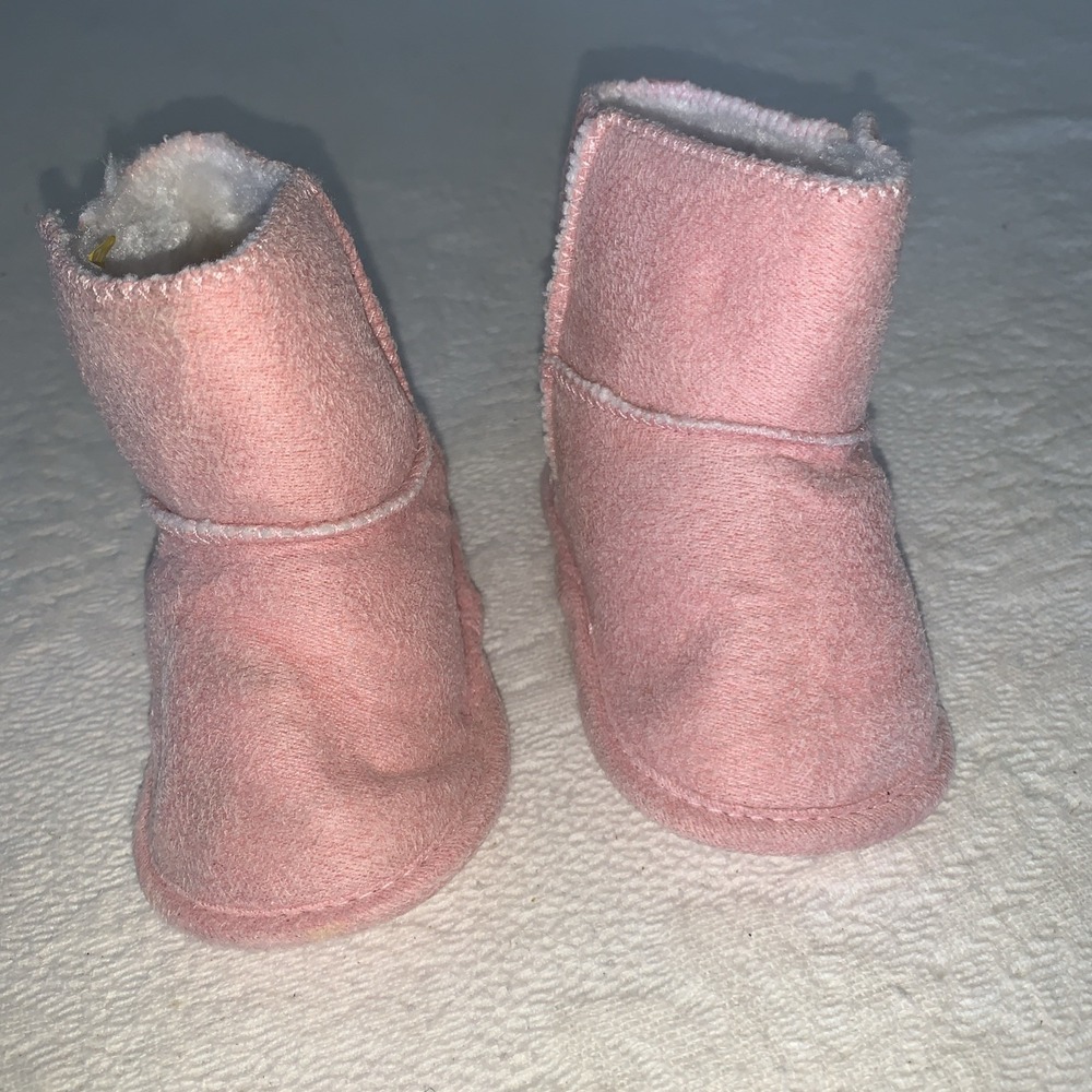 6/12m(2/3C) UGG Lamb Wool Lined Boots Pink Booties Used